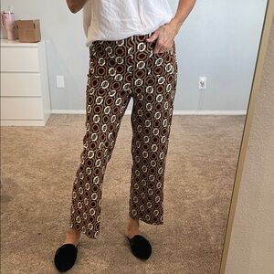 Jules & Leopold Geometric Print Capris - Brown,Black, cream and Orange